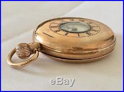 9ct Gold Antique Half Hunter Cased Stem-wind Swiss Made Pocket Watch