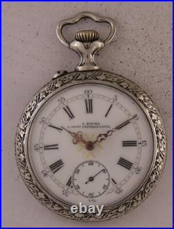 AMAZING CASE 1890's A. BOURG a SAINT GERMAIN-LAVAL Pocket Watch Perfect Serviced