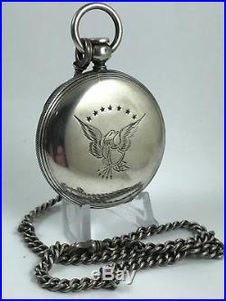 AMERICAN WATCH Co. CIVIL WAR Am. EAGLE Union Officers Silver Hunting Case 1863
