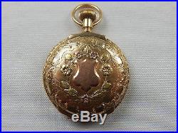 Antique 14k Yellow Gold 3 Color Carved Hunting Case Pocket Watch 1-1/2 60.5 Gra