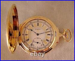 ANTIQUE ELGIN 14k SOLID GOLD BOX HINGE MULTICOLOR 12sHC FANCY DIAL POCKET WATCH