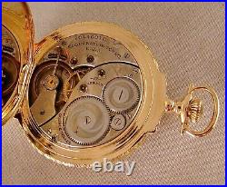 ANTIQUE ELGIN 14k SOLID GOLD BOX HINGE MULTICOLOR 12sHC FANCY DIAL POCKET WATCH