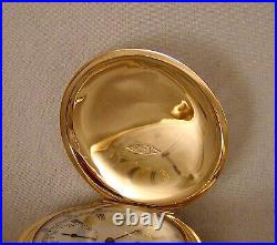 ANTIQUE ELGIN 14k SOLID GOLD BOX HINGE MULTICOLOR 12sHC FANCY DIAL POCKET WATCH