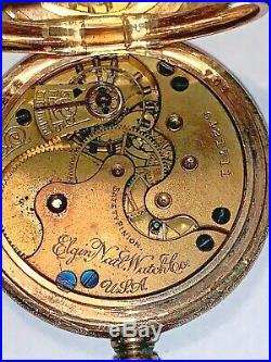 ANTIQUE ELGIN GP Double Hunter Case engraved pocket watch, Not Running