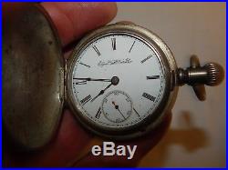 ANTIQUE Elgin National Watch Co Coin Silver Hunting Case Pocket Watch Antique