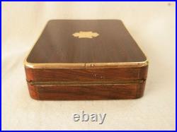 ANTIQUE FRENCH WOOD, MARQUETRY BRASS POCKET WATCH CASE + WATCH, 19th CENTURY