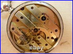 ANTIQUE FRENCH WOOD, MARQUETRY BRASS POCKET WATCH CASE + WATCH, 19th CENTURY