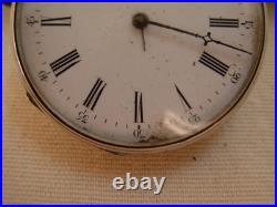 ANTIQUE FRENCH WOOD, MARQUETRY BRASS POCKET WATCH CASE + WATCH, 19th CENTURY