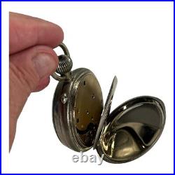 ANTIQUE SWISS GOLIATH ALL NICKEL CASE GIANT POCKET WATCH 2 3/4 inch DIAMETER