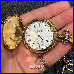 ANTIQUE YELLOW GOLD ELGIN POCKET WATCH With HUNTER CASE RARE