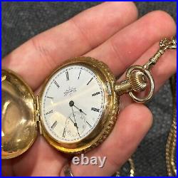 ANTIQUE YELLOW GOLD ELGIN POCKET WATCH With HUNTER CASE RARE