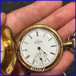 ANTIQUE YELLOW GOLD ELGIN POCKET WATCH With HUNTER CASE RARE