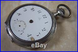 A SILVER CASED OMEGA MANUAL WIND POCKET WATCH c. 1914 NEED A SERVICE