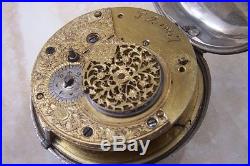 A SILVER INNER PAIR CASE CHAIN FUSEE POCKET WATCH c. 1816