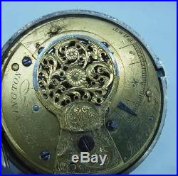 A Working Silver Pair Case Verge Fusee 1848 Price of Kennington Pocket Watch