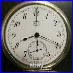 Agassiz Chronograph Swiss Made Pocket Watch Sterling Silver case