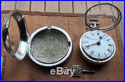 Amazing 1780 English Verge Fusee Silver Pair Case Pocket Watch James Rowe London