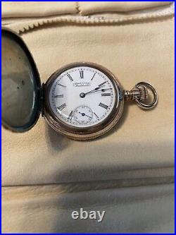 American Waltham Ladies Pocket Watch With Engraved Case