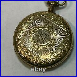 American Waltham Traveler Pocket Watch 7 Jewels Engraved Case 19913532