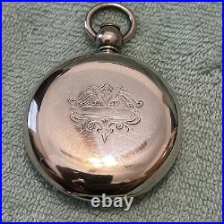 American Watch Co Appleton Tracy Coin Silver Pocket Watch 6 1/2oz Case. 60mm