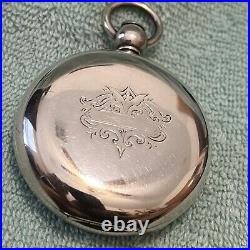 American Watch Co Appleton Tracy Coin Silver Pocket Watch 6 1/2oz Case. 60mm