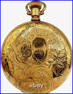 Antique 10 Size Crescent Hunter Pocket Watch Case Gold Filled Fancy Engraved