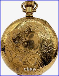 Antique 10 Size Crescent Hunter Pocket Watch Case Gold Filled Fancy Engraved