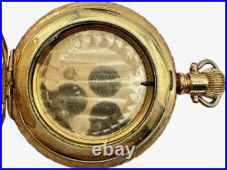 Antique 10 Size Crescent Hunter Pocket Watch Case Gold Filled Fancy Engraved