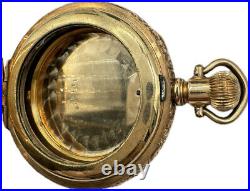 Antique 10 Size Crescent Hunter Pocket Watch Case Gold Filled Fancy Engraved