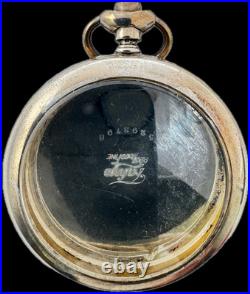Antique 12 Size Fahy's Engraved Open Face Pocket Watch Case Sterling Silver