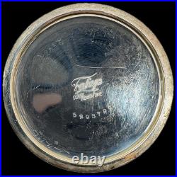 Antique 12 Size Fahy's Engraved Open Face Pocket Watch Case Sterling Silver