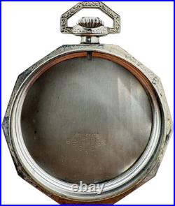 Antique 12s Wadsworth Open Face Pocket Watch Case 25 Year White GF Octagonal