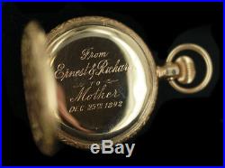 Antique 14k Gold Hampden 17+ Jewel Full Hunter Case Pocket Watch Clean Serviced