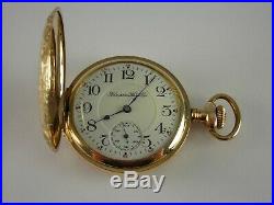 Antique 16s Hampden 21 jewel pocket watch. Gold Filled hunter case. Made 1901