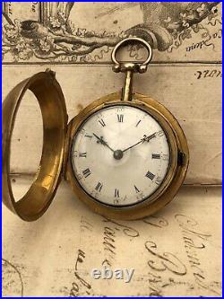 Antique 1758 Georgian 18th Century Verge Fusee Pair Cased Cased Pocket Watch