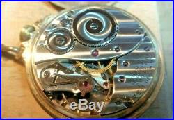 Antique 17 Jewel Pocket Watch 1940's Elgin 574 Works, Railroad Style Case GF Sz16