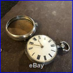 Antique 1833 Pair Case Silver Verge Fusee Pocket Watch J. Johnson London
