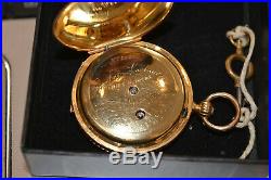 Antique 1850s Breitling Laederich 18K Gold Hunter Case Pocket Watch Full Service