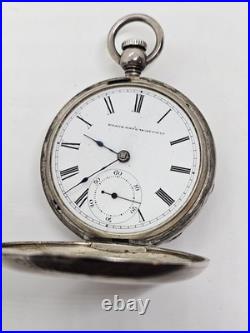 Antique 1876 ELGIN'Leader' Gents Coin Silver Full Hunter Key Wind Pocket Watch