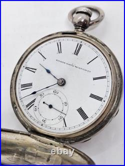 Antique 1876 ELGIN'Leader' Gents Coin Silver Full Hunter Key Wind Pocket Watch