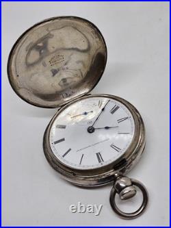 Antique 1876 ELGIN'Leader' Gents Coin Silver Full Hunter Key Wind Pocket Watch