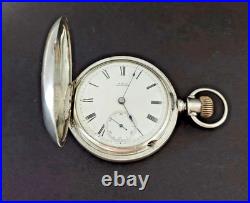 Antique 1877 Waltham size 18s hunting Case Coin Silver Pocket Watch