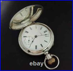 Antique 1877 Waltham size 18s hunting Case Coin Silver Pocket Watch
