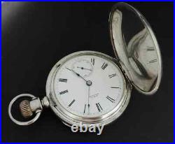 Antique 1877 Waltham size 18s hunting Case Coin Silver Pocket Watch