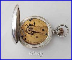 Antique 1877 Waltham size 18s hunting Case Coin Silver Pocket Watch