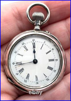 Antique 1885 INTERLAKEN 800 SILVER Case Personalized 35mm Open Face Pocket Watch