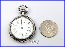 Antique 1885 INTERLAKEN 800 SILVER Case Personalized 35mm Open Face Pocket Watch