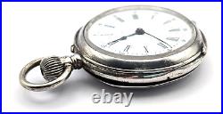 Antique 1885 INTERLAKEN 800 SILVER Case Personalized 35mm Open Face Pocket Watch