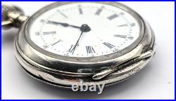 Antique 1885 INTERLAKEN 800 SILVER Case Personalized 35mm Open Face Pocket Watch