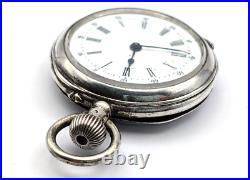 Antique 1885 INTERLAKEN 800 SILVER Case Personalized 35mm Open Face Pocket Watch